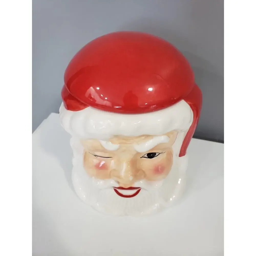 Vermont Country Store Santa Claus Winking Cookie Jar Retro Decor Kitschy Grandma